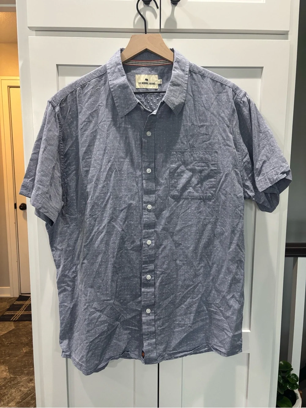 The Normal Brand Men's Blue Short-Sleeve Button-Down Shirt - Picture 1 of 5